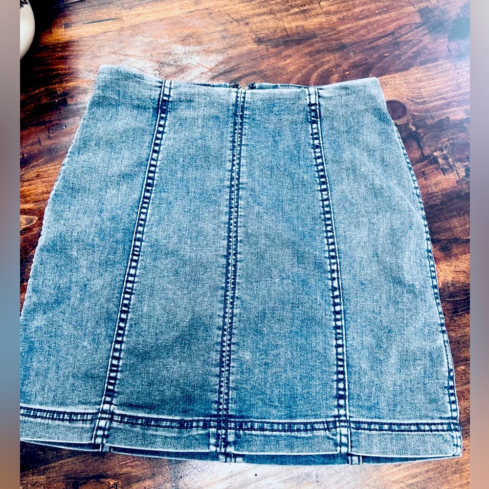 Free People Blue Denim Mini Skirt